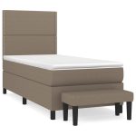 Pat box spring cu saltea, gri taupe, 100×200 cm, textil