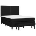 Pat box spring cu saltea, negru, 140×200 cm, textil
