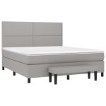 Pat continental cu saltea, gri deschis, 160×200 cm, textil