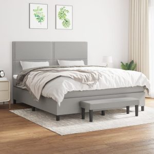 Pat continental, gri deschis, 180×200 cm, material textil
