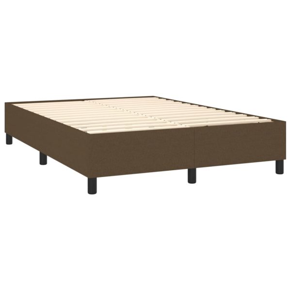 Pat box spring cu saltea, maro închis, 140×200 cm, textil