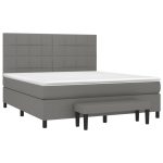 Pat box spring cu saltea, gri închis, 180×200 cm, textil