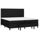 Pat box spring cu saltea, negru, 200×200 cm, textil