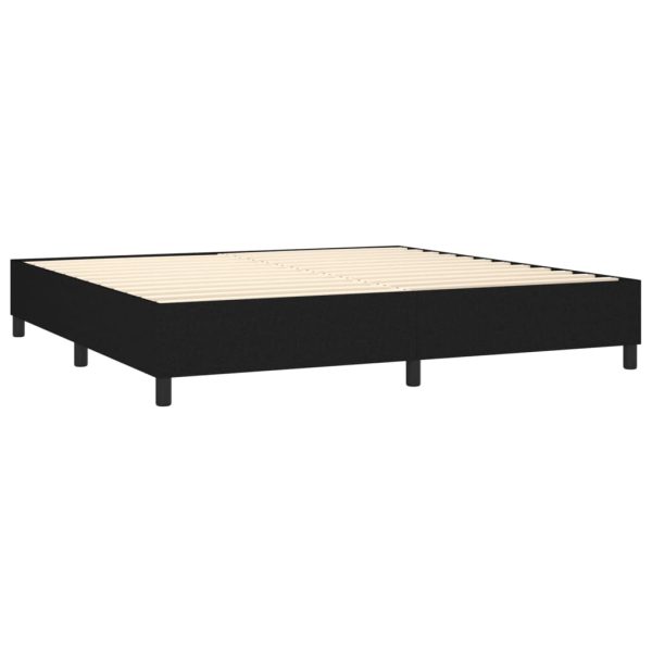 Pat box spring cu saltea, negru, 200×200 cm, textil