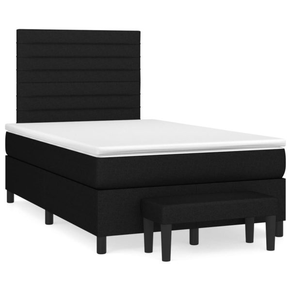 Pat box spring cu saltea, negru, 120×200 cm, textil