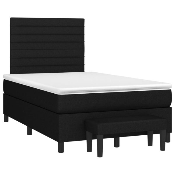 Pat box spring cu saltea, negru, 120×200 cm, textil