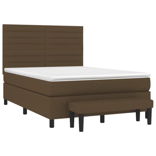 Pat continental cu saltea, maro închis, 140×200 cm, textil