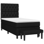 Pat box spring cu saltea, negru, 80×200 cm, textil