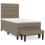 Pat box spring cu saltea, gri taupe, 100×200 cm, textil