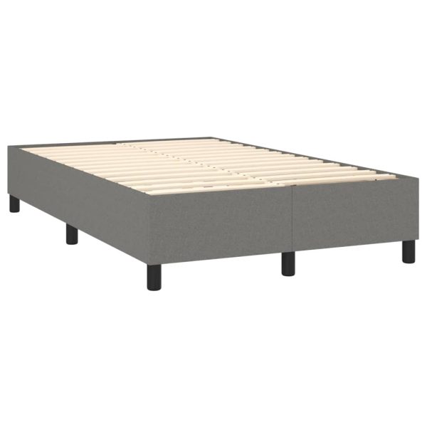 Pat box spring cu saltea, gri închis, 120×200 cm, textil