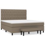 Pat continental cu saltea, gri taupe, 180×200 cm, textil