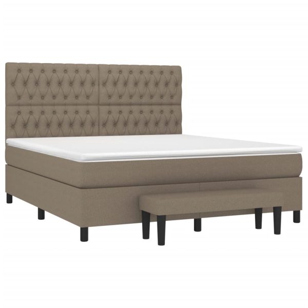 Pat continental cu saltea, gri taupe, 180×200 cm, textil
