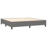Pat box spring cu saltea, gri închis, 200×200 cm, textil