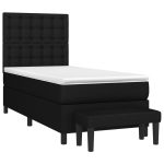 Pat box spring cu saltea, negru, 100×200 cm, textil