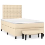 Pat box spring cu saltea, crem, 120×200 cm, textil