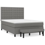 Pat box spring cu saltea, gri închis, 140×190 cm, textil
