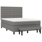 Pat box spring cu saltea, gri închis, 140×190 cm, textil