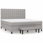 Pat continental cu saltea, gri deschis, 160×200 cm, textil