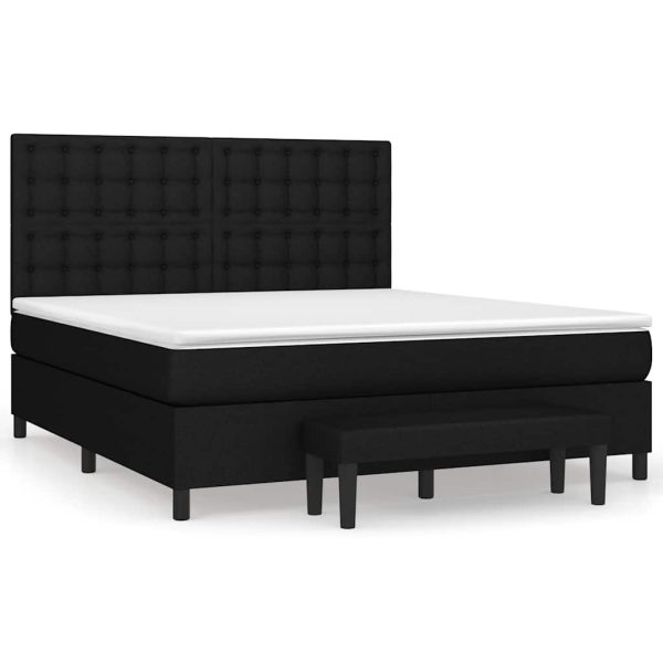 Pat box spring cu saltea, negru, 160×200 cm, textil
