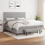 Pat continental, gri deschis, 180×200 cm, material textil