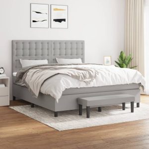 Pat continental, gri deschis, 180×200 cm, material textil