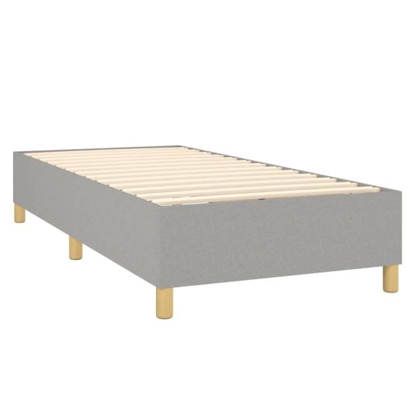 Pat box spring cu saltea, gri deschis, 90×200 cm, textil