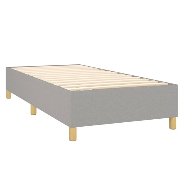Pat box spring cu saltea, gri deschis, 100×200 cm, textil