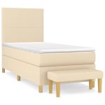 Pat box spring cu saltea, crem, 100×200 cm, textil