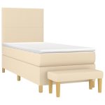 Pat box spring cu saltea, crem, 100×200 cm, textil