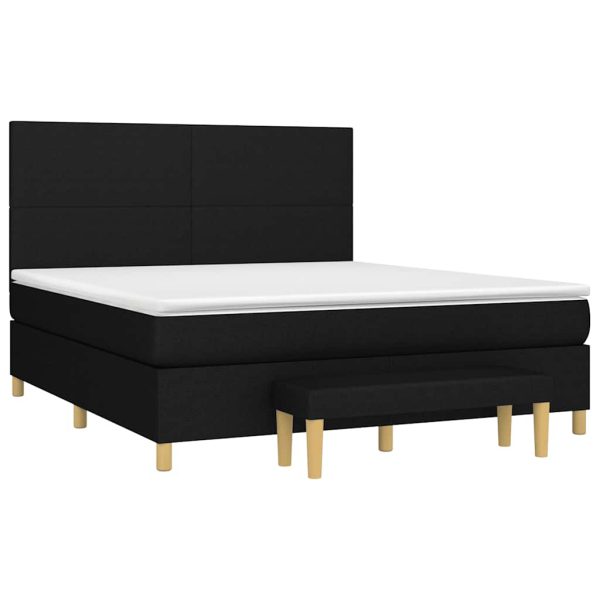 Pat box spring cu saltea, negru, 160×200 cm, textil