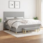 Pat continental, gri deschis, 180×200 cm, material textil