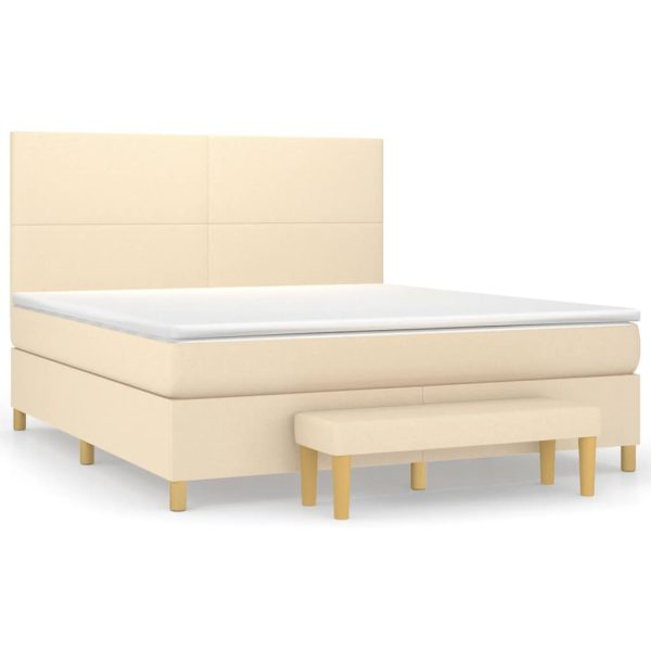 Pat continental cu saltea, crem, 180×200 cm, textil