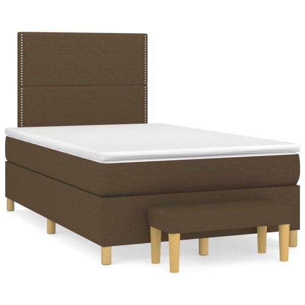 Pat box spring cu saltea, maro închis, 120×200 cm, textil
