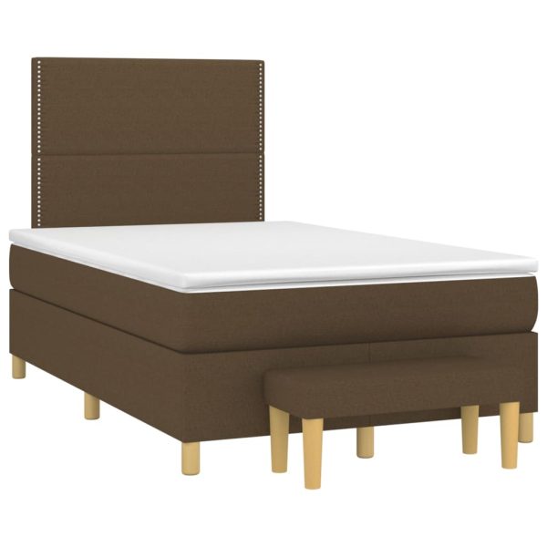 Pat box spring cu saltea, maro închis, 120×200 cm, textil