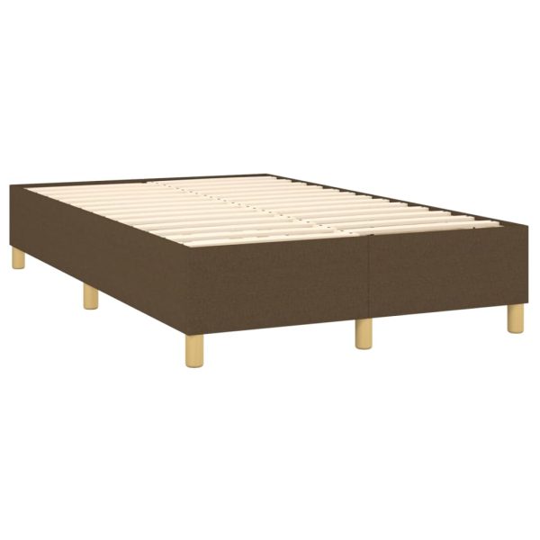 Pat box spring cu saltea, maro închis, 120×200 cm, textil