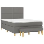 Pat box spring cu saltea, gri închis, 140×190 cm, textil