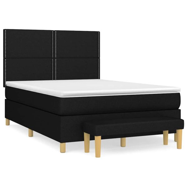 Pat box spring cu saltea, negru, 140×200 cm, textil