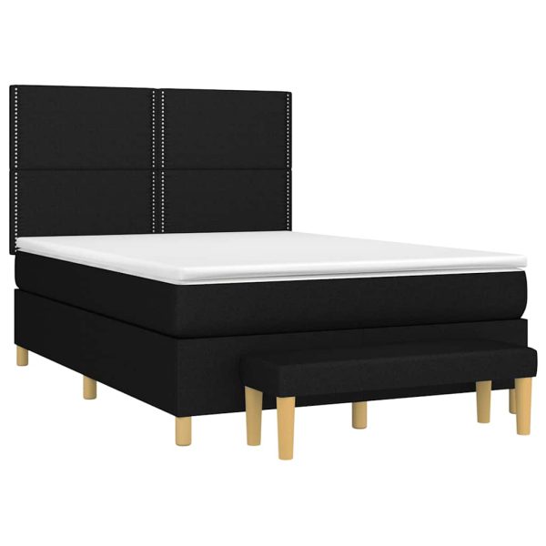 Pat box spring cu saltea, negru, 140×200 cm, textil