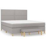 Pat continental cu saltea, gri deschis, 160×200 cm, textil