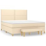 Pat continental cu saltea, crem, 180×200 cm, textil
