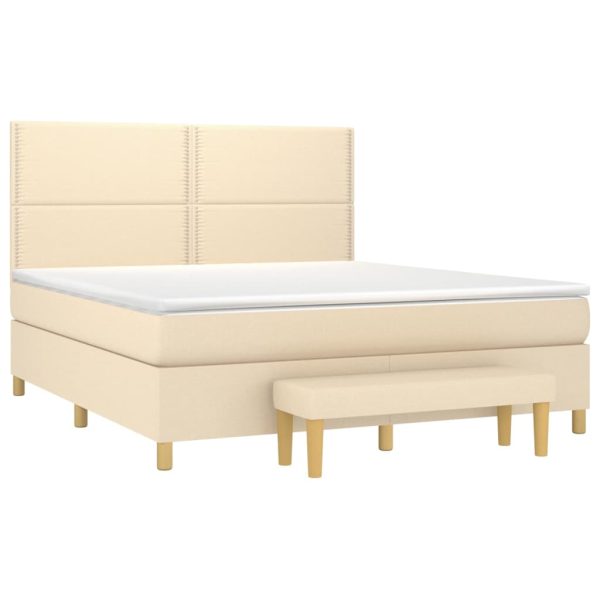 Pat continental cu saltea, crem, 180×200 cm, textil