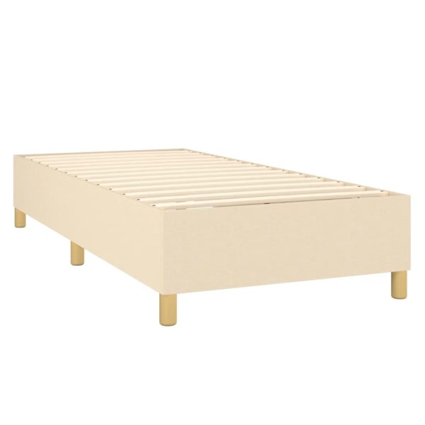 Pat box spring cu saltea, crem, 80×200 cm, textil