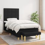 Pat box spring cu saltea, negru, 100×200 cm, textil