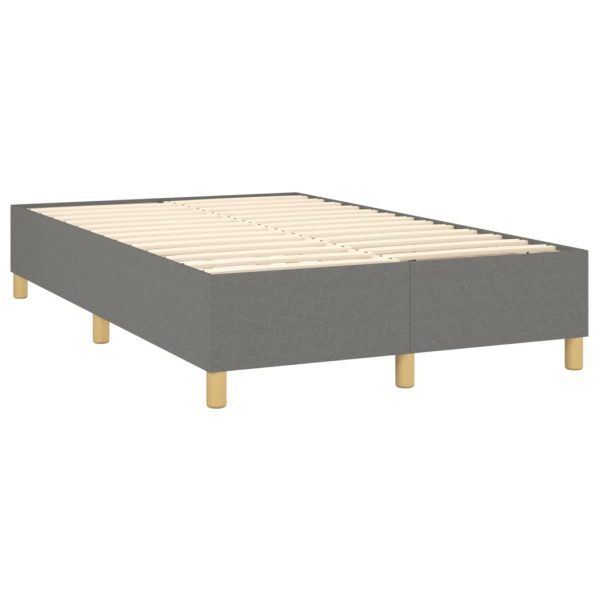 Pat box spring cu saltea, gri închis, 120×200 cm, textil