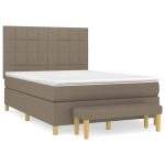 Pat continental cu saltea gri taupe 140×200 cm material textil