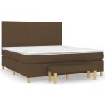 Pat box spring cu saltea, maro închis, 160×200 cm, textil