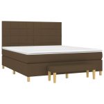 Pat box spring cu saltea, maro închis, 160×200 cm, textil