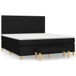 Pat box spring cu saltea, negru, 180×200 cm, catifea