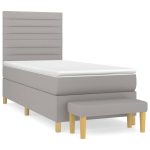 Pat continental cu saltea, gri deschis, 80×200 cm, textil