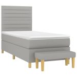 Pat continental cu saltea, gri deschis, 80×200 cm, textil